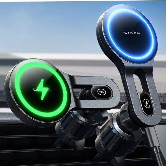 LISEN 15W for Magsafe car mount with charging function phone holder Car MagSafe charger Car Wireless Charger Car Magnet Phone Holder Car for iPhone 17/16/15/14/13/12 ProMax Mini Plus Series