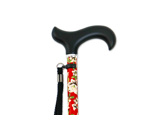 KMINA PRO - Floral Walking Cane for Women, Elegant, Adjustable Height Aluminum, Men's Adjustable, Red Extendable.