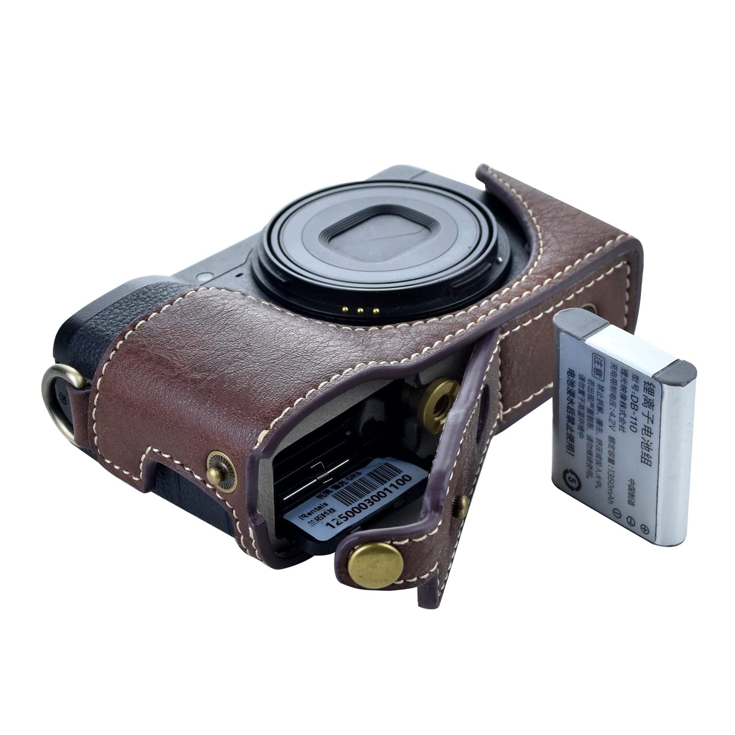 kinokoo Protective Case for GR 3/GR III/GR III X PU Leather Camera Bag for GR III/GR III X Case with Shoulder Strap - Coffee
