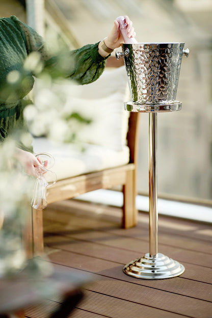 EDZARD Capri patterned champagne cooler with stand, stainless steel, with handles, for 1 bottle - Beverage cooler, bottle cooler, wine cooler, champagne cooler, ice bucket