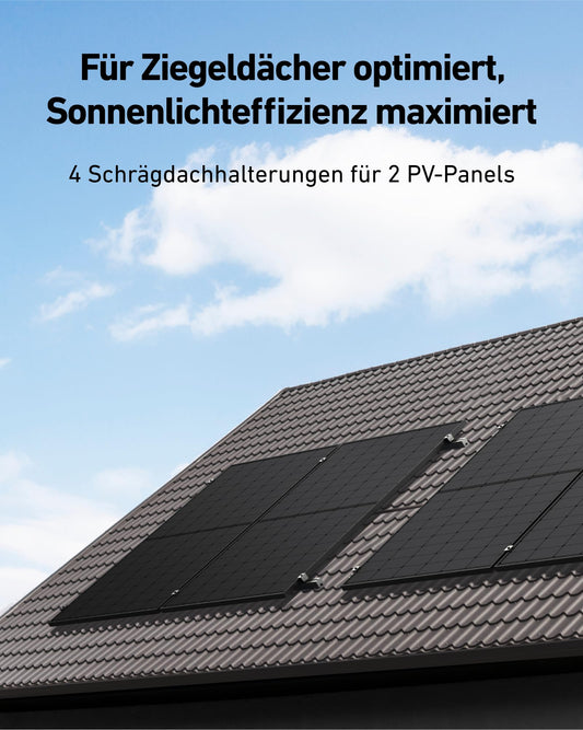 Anchor SOLIX pitched roof mounts, 2-panel, tile roof, aluminum alloy, weatherproof and sturdy, silver color, solar panel mounting for balcony solar systems
