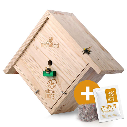 Wildlife heart | Hanging insect hotel - includes nesting material, weatherproof solid wood nesting aid, species protection house for wild bees & insects, garden decoration