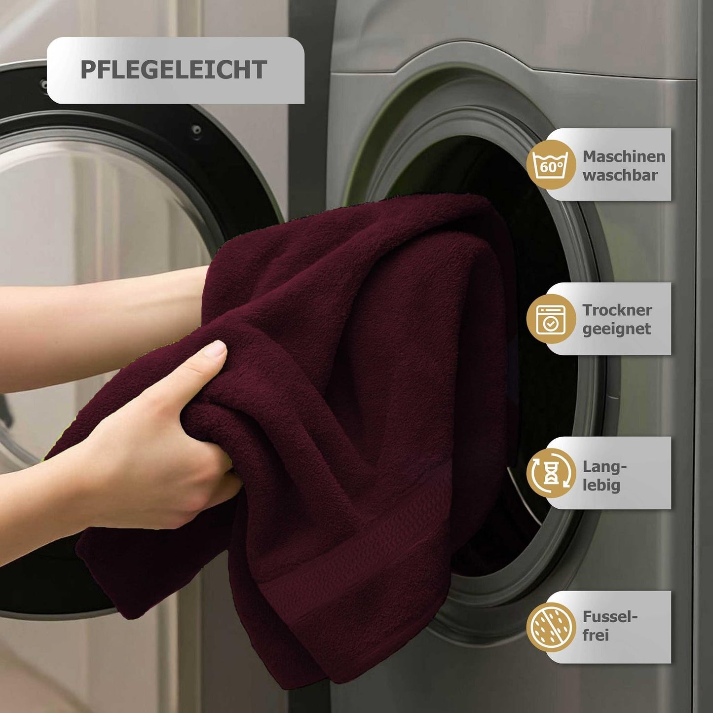 Class Home Collection Terry Guest Towels 30x50 cm - Set of 10 Guest Towels - Especially soft & absorbent guest towels made of 100% cotton with hanging loop - Bordeaux