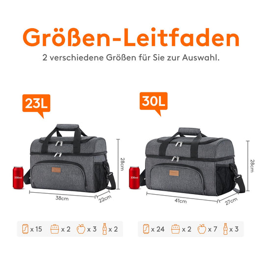 Lifewit Large Cooler Bag 30L, Collapsible Cooler Box, Insulated Lunch Bag, Lightweight, Portable Cooler, Double Layer for Picnic, Beach, Work, Travel, Dark Gray