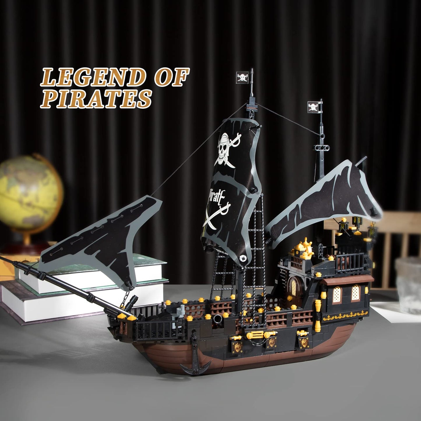 TOY PLAYER Black Hawk Pirate Ship Building Blocks Set Compatible with Lego, 652PCS. Ideal gift for 8-16 boys and girls, as well as adults who love pirates and building toys.