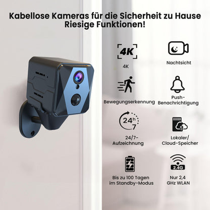 aidowocam Mini Camera, 4K Indoor Surveillance Camera, Indoor Camera Surveillance, WiFi Camera Live Streaming Mobile APP for Long Standby 2800mAh Battery Camera, Motion Detector/Night Vision/Cloud