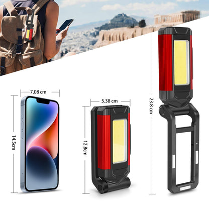 Daphomeu LED Work Light 2 Pack, Ultra Bright COB Work Light & LED Flashlight, Red Emergency Light with Rotatable Magnetic Base, Rechargeable Inspection Lamp for Auto Repairs, Workshop, and Camping.