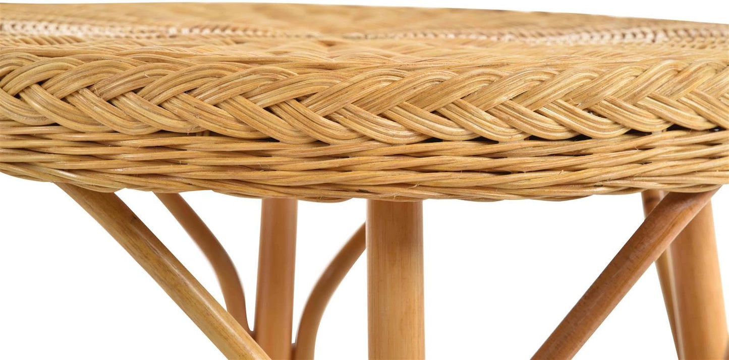 Basket-Outlet Rattan Table/Side Table Round/Coffee Table Rattan Table Shelf (Honey)