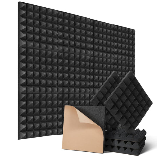 12 pieces of self-adhesive acoustic foam, soundproofing for podcast recording studios, reduce echo for home office ceiling tiles, 30x30x5cm.