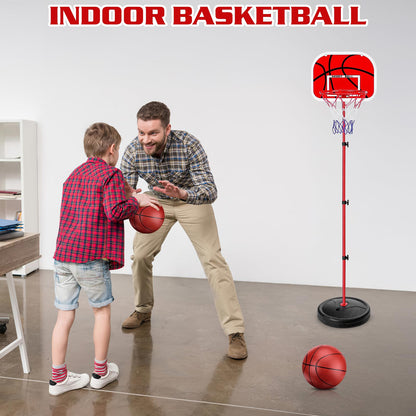 Zeawavsl Kids Basketball Hoop, Mini Basketball Hoop, Adjustable Height for Indoor and Outdoor Use, Includes 2 Basketballs Easy Assembly, Suitable for Kids Aged 3 to 8 Years