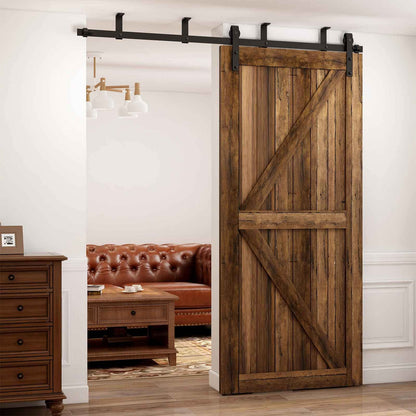 6FT/1.8M Ceiling Mount Sliding Barn Door Hardware, L-shaped bracket system, Fits 60cm wide, single door panel.