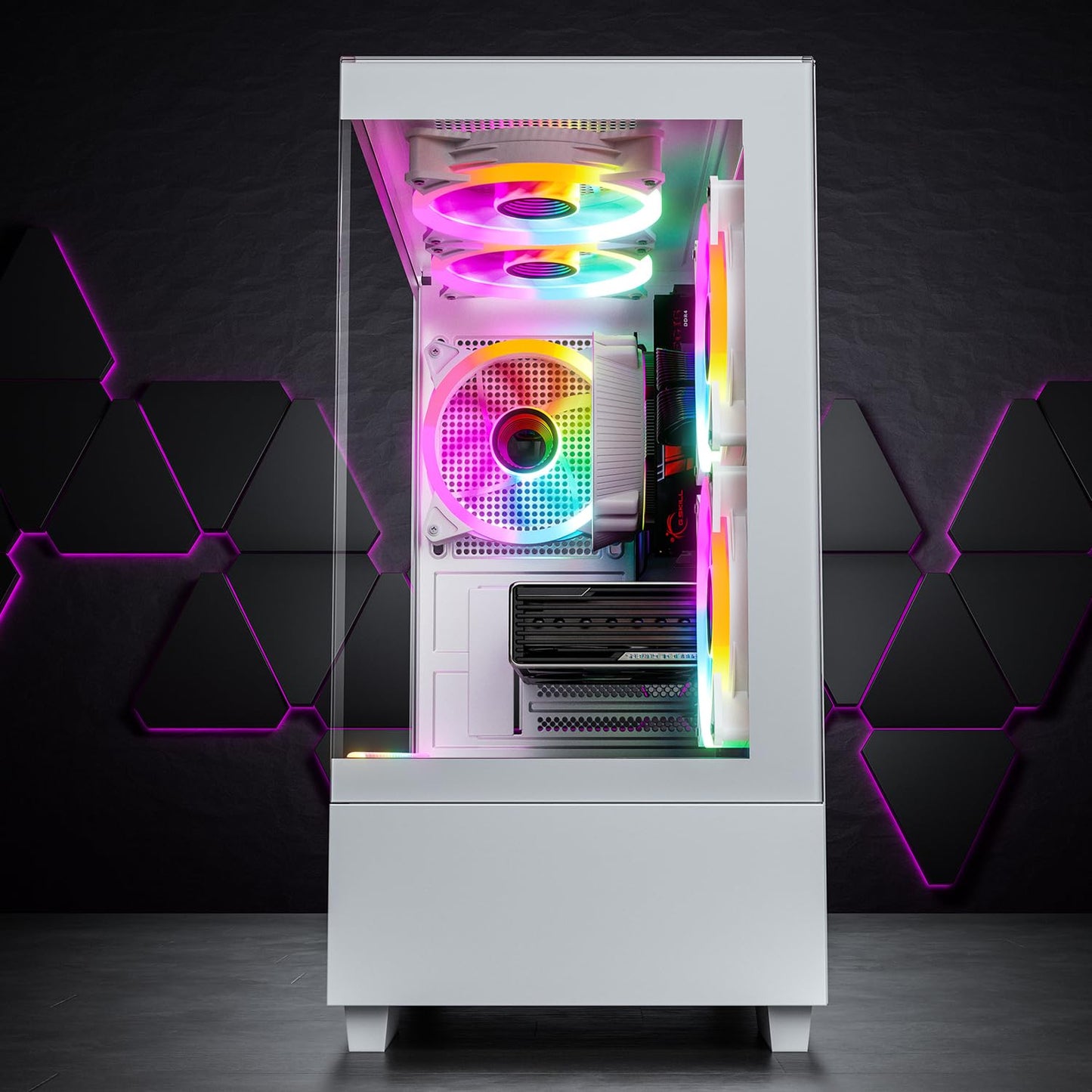 GameMachines Evolv Snow Edition - Gaming PC - AMD Ryzen 7 5700X - GeForce RTX 5060 - 1TB SSD - 32GB DDR4 - WiFi - Win 11 Pro