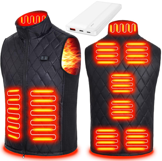 Cubovie Heated Vest for Men, Heated Vest with 15000mAh Power Bank, Heated Vest with 9 Heating Zones, 3 Adjustable Heat Levels, USB Electric Heated Vest, Heated Jacket for Outdoor Camping (Black, M)