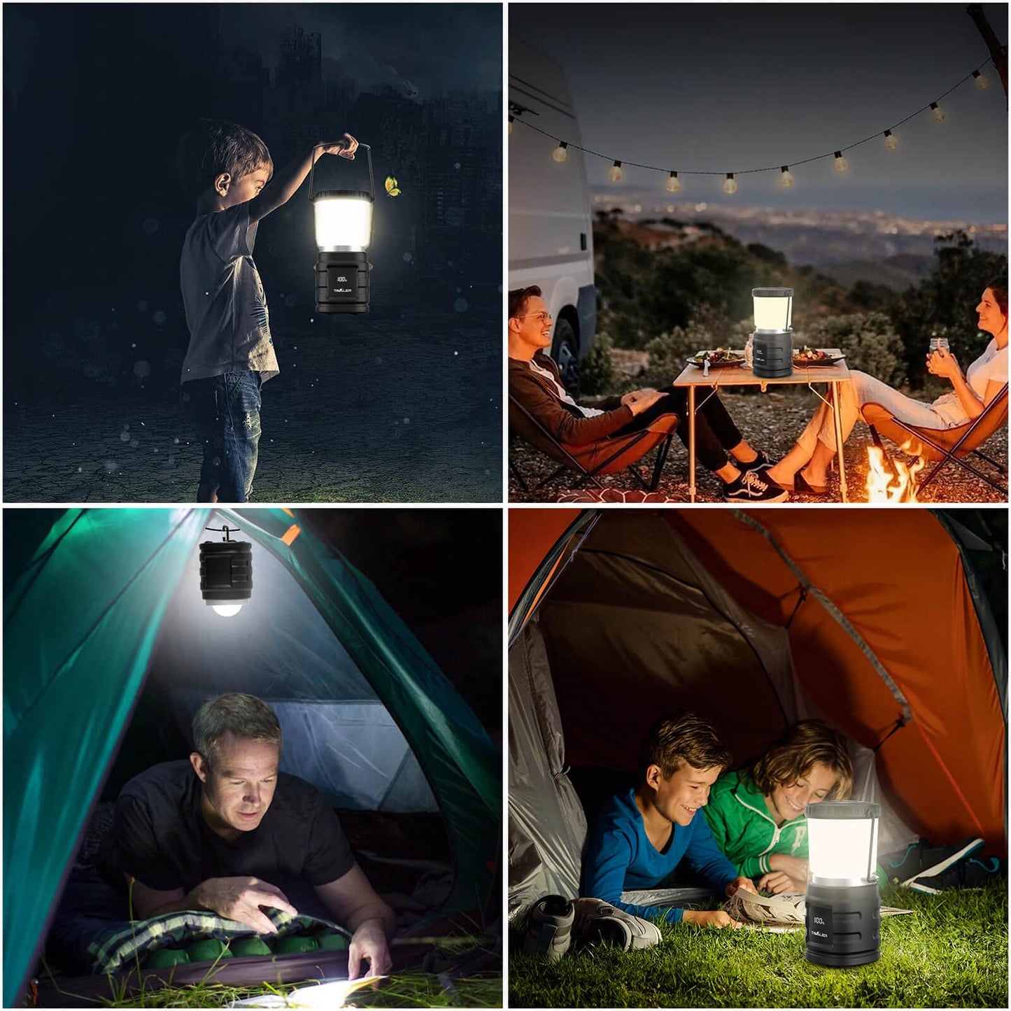 Tavaler Camping Lantern 4400mAh Battery USB C Rechargeable Camping Lamp with LED Battery Display Screen Camping Light IP65 Waterproof Camp Light for Hiking Outdoor, Emergency, Power Bank.