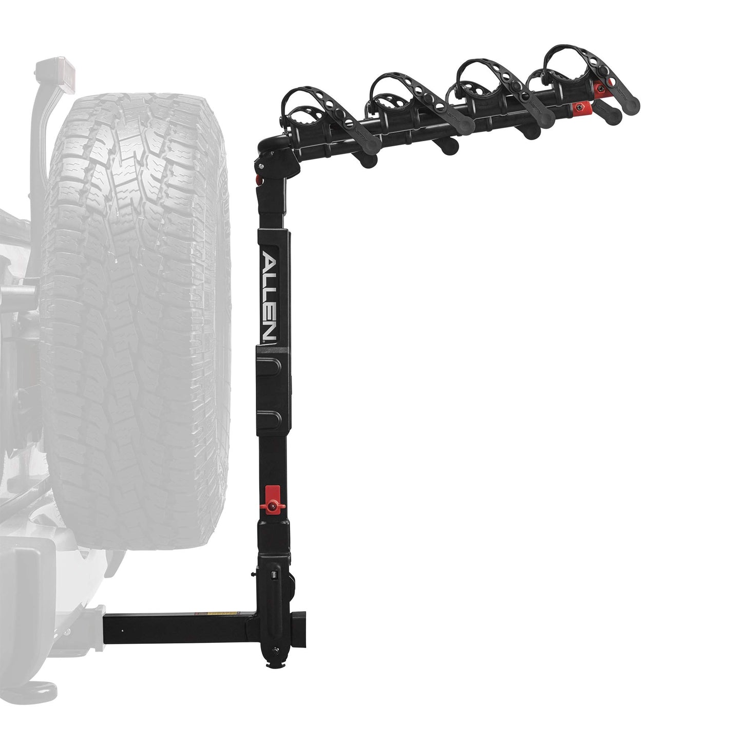Allen Sports Premier 4-Bike Rack for 2-Inch Hitch with Spare Tire, Model 400QR, Black