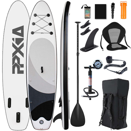Stand Up Paddle Board with seat, Inflatable SUP Board Surfboard, 440lbs capacity, Paddle board accessory for beginners, adults, kids (Black, 320 x 82 x 15 cm)