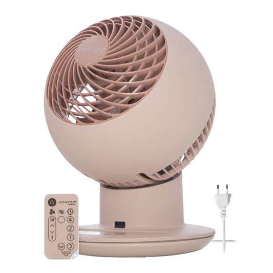 Iris Ohyama Woozoo, 30m², fan, matte pink, 5 speeds, remote control, oscillating, quiet, table fan, desktop fan, floor fan, portable, cooling, PCF-SC15T.