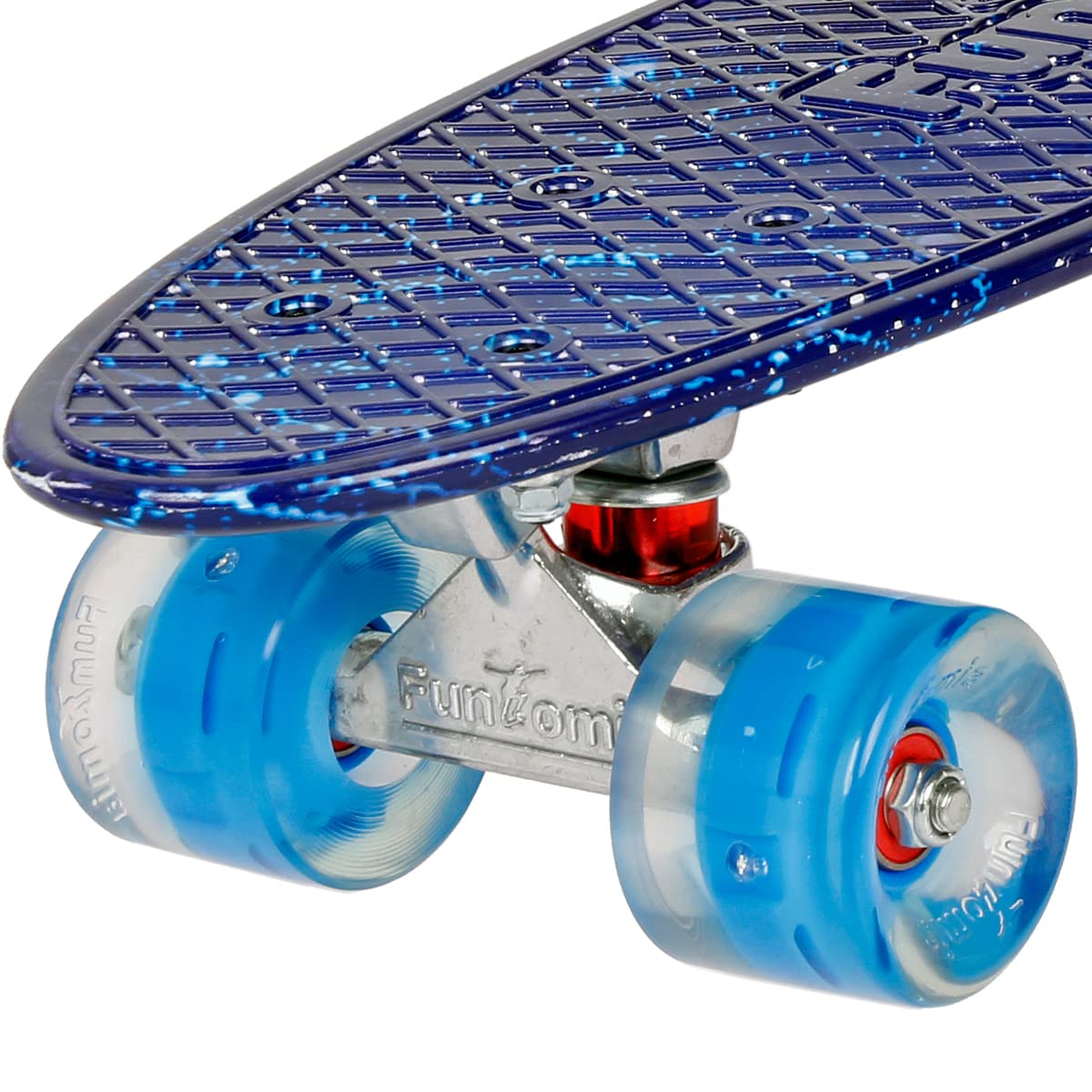 FunTomia 57cm mini cruiser board skateboard with or without LED light-up wheels including aluminum truck, ABEC-9 bearings, and T-Tool (Galaxy blue with blue LED wheels)