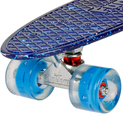 FunTomia 57cm mini cruiser board skateboard with or without LED light-up wheels including aluminum truck, ABEC-9 bearings, and T-Tool (Galaxy blue with blue LED wheels)