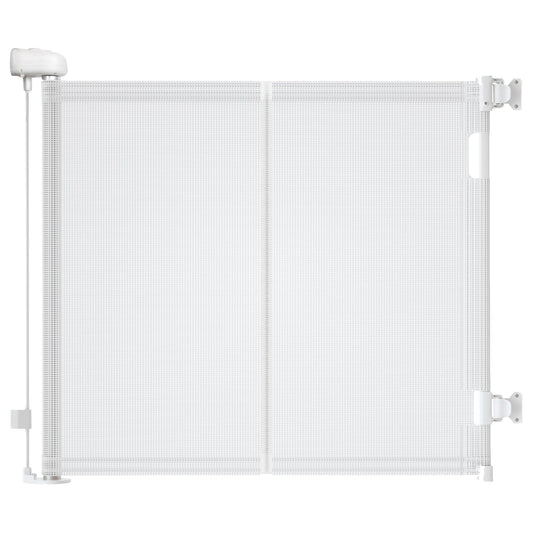 Stair gate for babies, retractable, 0-140 cm, 83 cm high baby safety gate, one-handed operation, suitable for stairs/doors, indoor & outdoor, door guard (140cm/white)