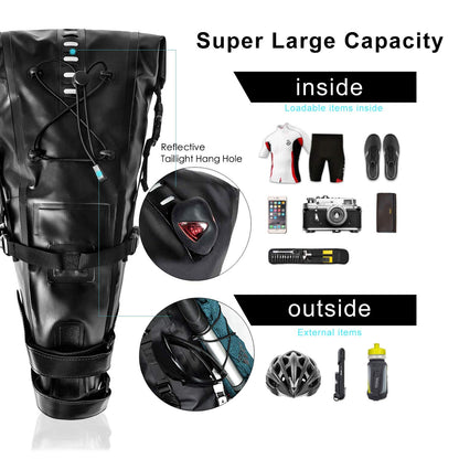 Jeebel Waterproof BackLoader Saddle Bag - 10L Bikepacking Bags for Road and Mountain Bikes.