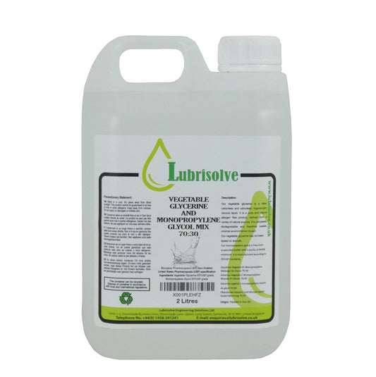 70:30 VG:PG Vegetable Glycerin: Monopropylene Glycol Mix EP/USP quality, non-GMO, colorless & odorless, 2 liters