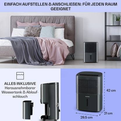 Klarstein Electric Dehumidifier & Air Purifier, 10L Small Room Dehumidifier for Apartment Bedroom Bathroom Basement, Efficient Bathroom/Room Dehumidifier, Electric & Small Air Dehumidifier.