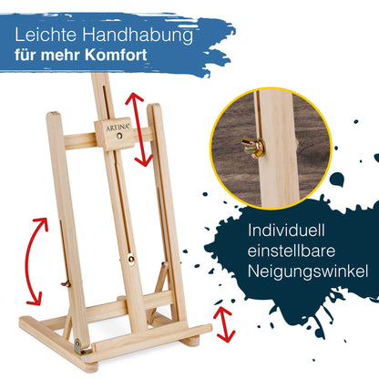 Artina 25-piece Premium Painting Set with Table Easel Lisbon - Painting Supplies Artist Set 8x 12ml Acrylic Colors Set, 5x Canvas Set, Brushes - Painting Set for Adults Kids - FSC® Easel Set