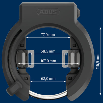 ABUS Frame Lock 6950M XPlus™ Granit™ - for all common bike frames - universally adjustable - anti-theft lock for bicycles - variant NR + 6KS/100 + ST 5950 with chain and saddlebag