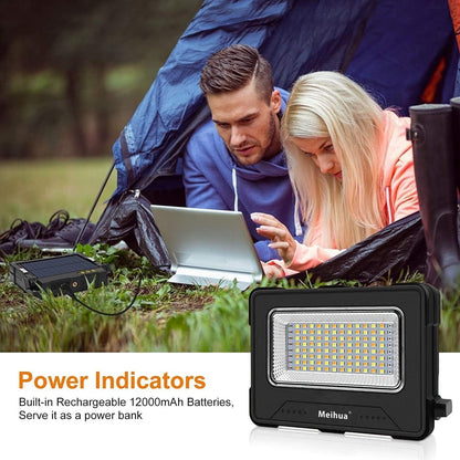MEIHUA 60W LED Work Light Battery Powered 12000mAh LED Construction Light Waterproof Portable USB Rechargeable Solar Camping Lamp 4 Light Modes 5 Brightness Levels for Construction Site, Workshop, Camping, Emergency