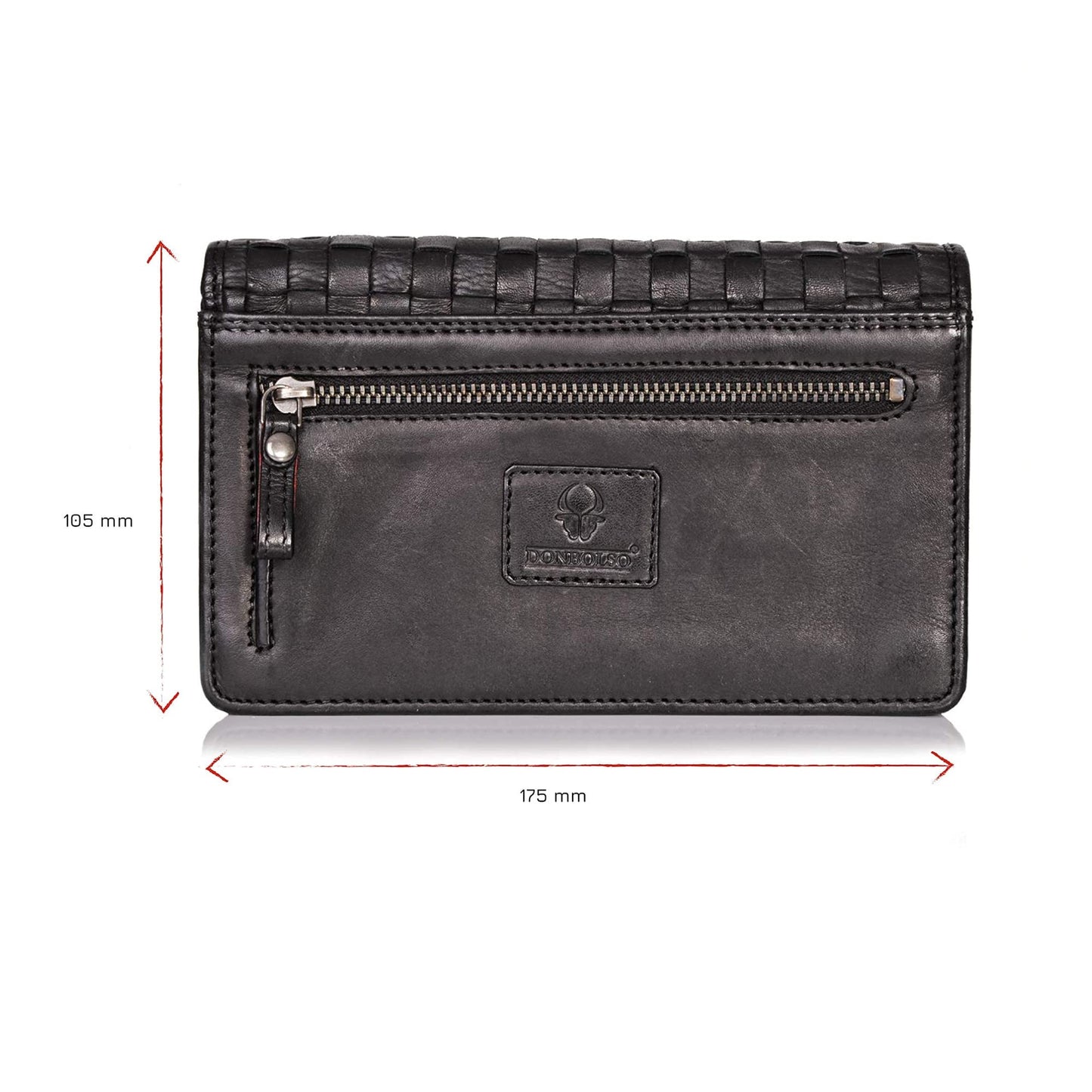 DONBOLSO® Venice phone crossbody bag I women's wallet with 9 credit card slots & phone compartment I RFID blocker & NFC protection I high-quality leather crossbody bag (black)