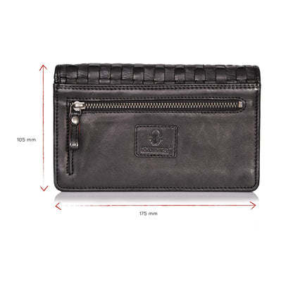 DONBOLSO® Venice phone crossbody bag I women's wallet with 9 credit card slots & phone compartment I RFID blocker & NFC protection I high-quality leather crossbody bag (black)
