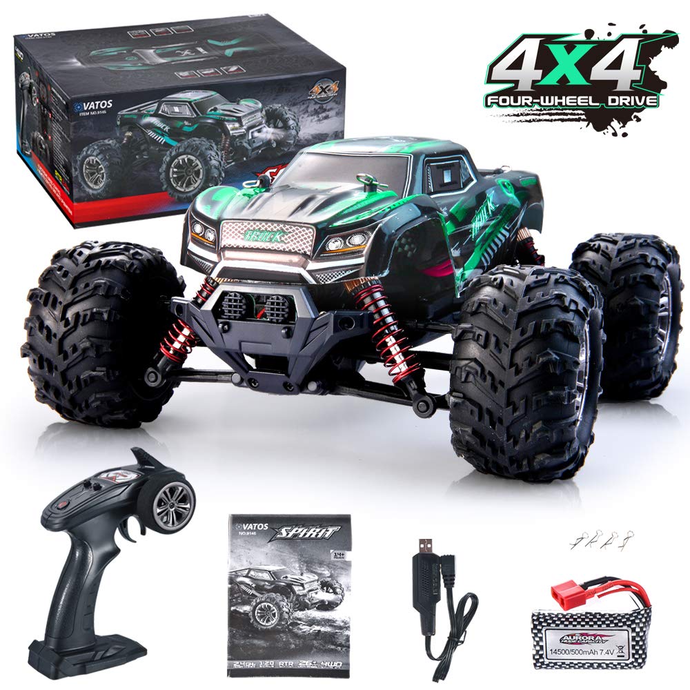 VATOS Remote Control Car 4WD RC Car 26 km/h All Terrain Car 1:20 RC Monster 2.4 GHz Electric Racing Truck RC Crawler Toy Car for Adults and Kids (Green-1)