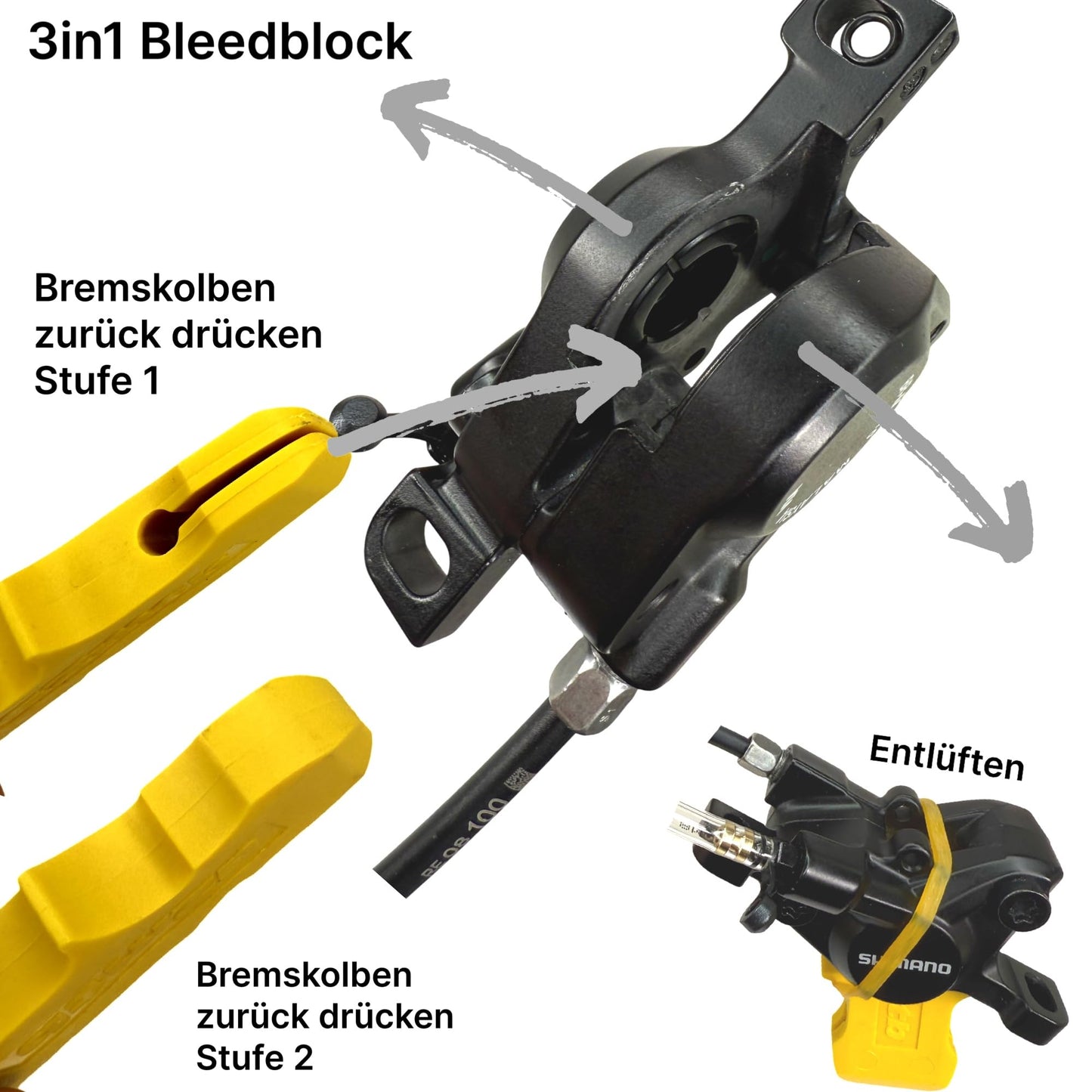 Shimano Hydraulic Mineral Oil 100ml + F26 Disc Brake Maintenance Service Kit for MTB Ebike Tour Road Bike Gravel Disc, including bleeding set, 3in1 bleed block, filling bottle funnel with M5 M7 M6 connection.