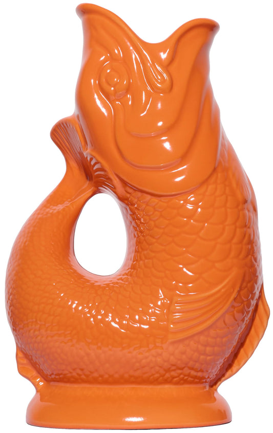 Gluggle Jug XL Orange - 1.2L - Original Gluggle Jug from England - Water jug with glugging sound - Handcrafted and shiny - Iconic jug as vase or decanter.