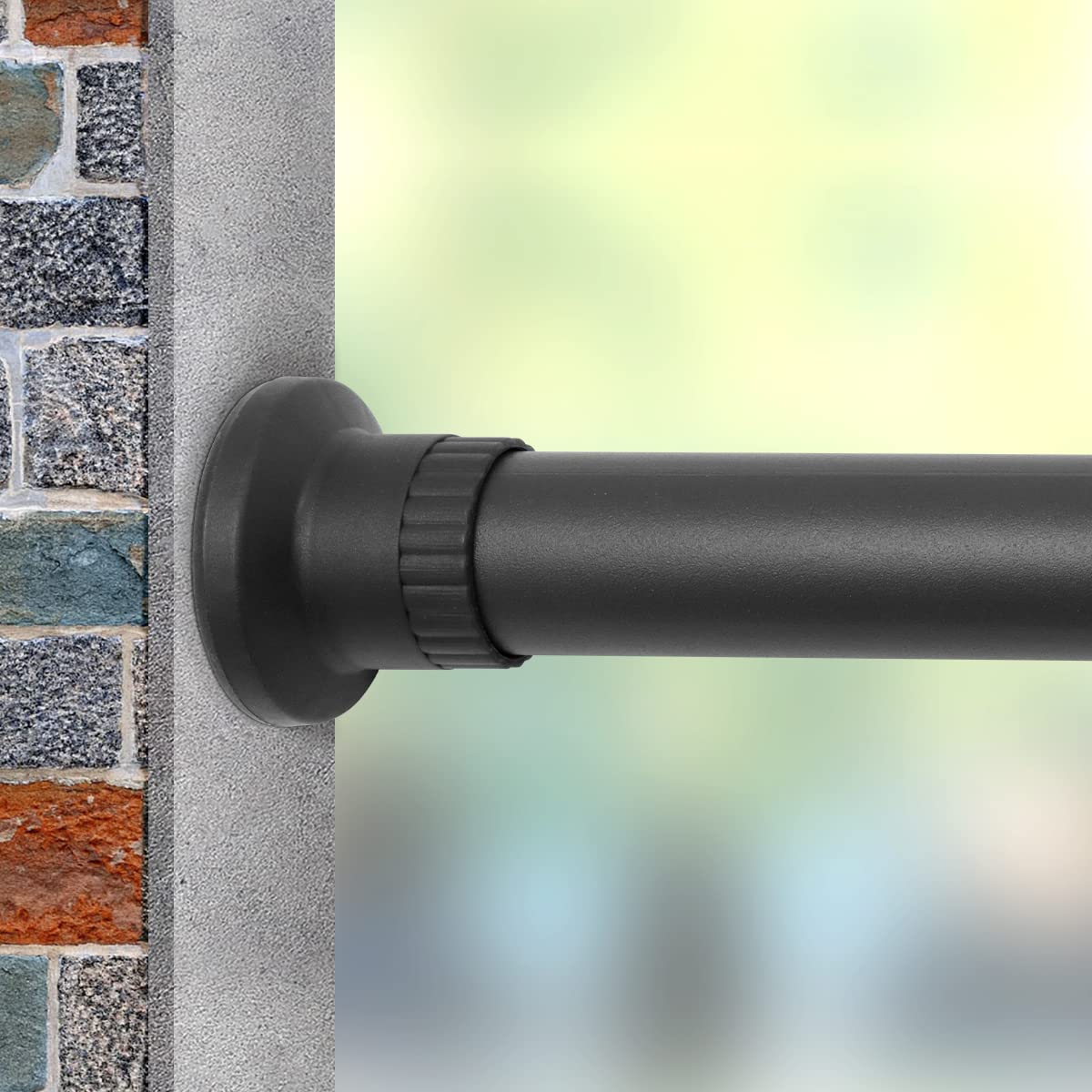 Telescopic pole, 310-410cm, black, clamp rod for curtains and room dividers, retractable curtain rod, tension rod