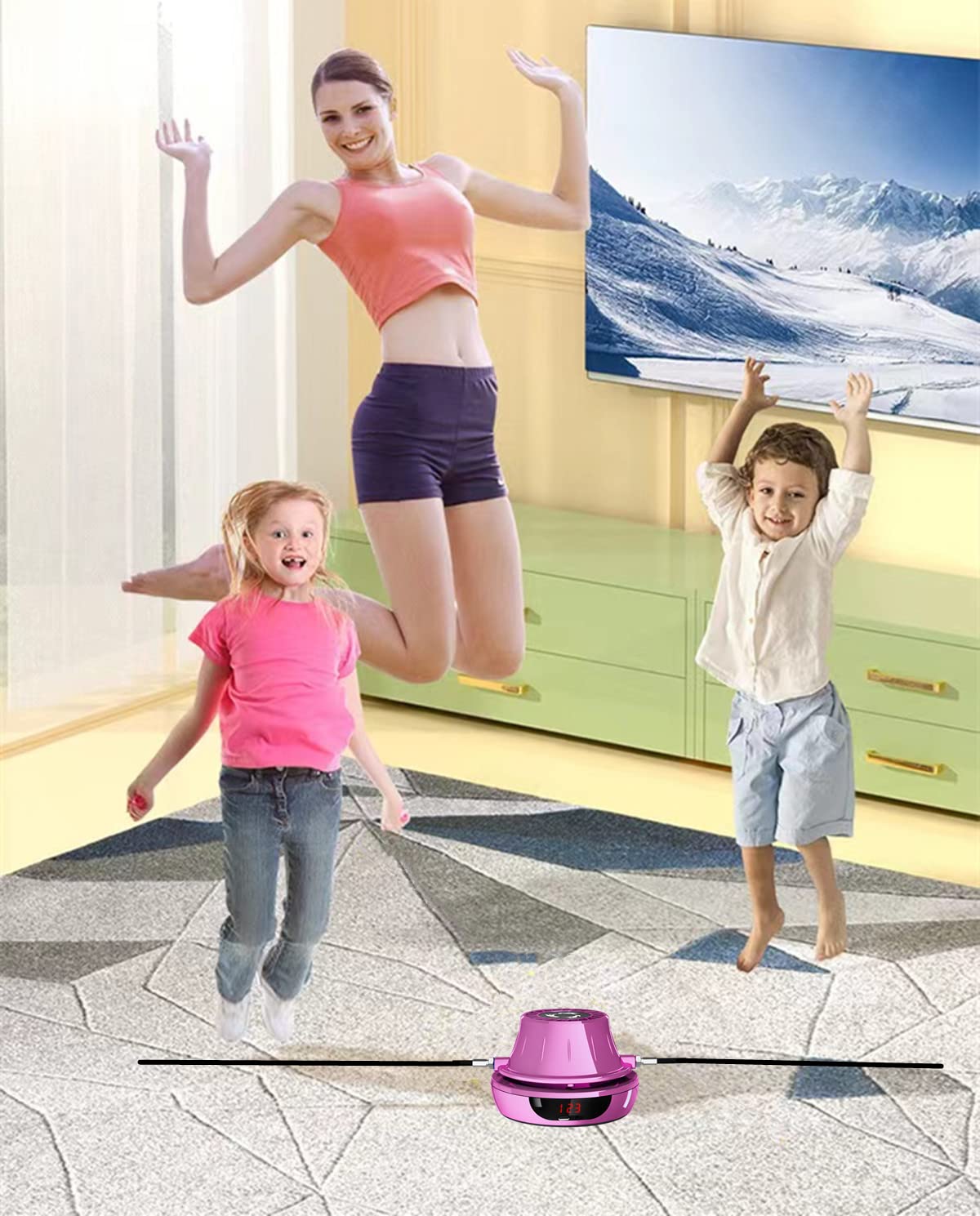 Jump Rope Electronic Skipping Rope Skipping Rope Workout with Multi-User Together Adjustable 1-10 Speed Level with Remote Control Jump Rope Machine Counter Suitable for Women/Men/Children