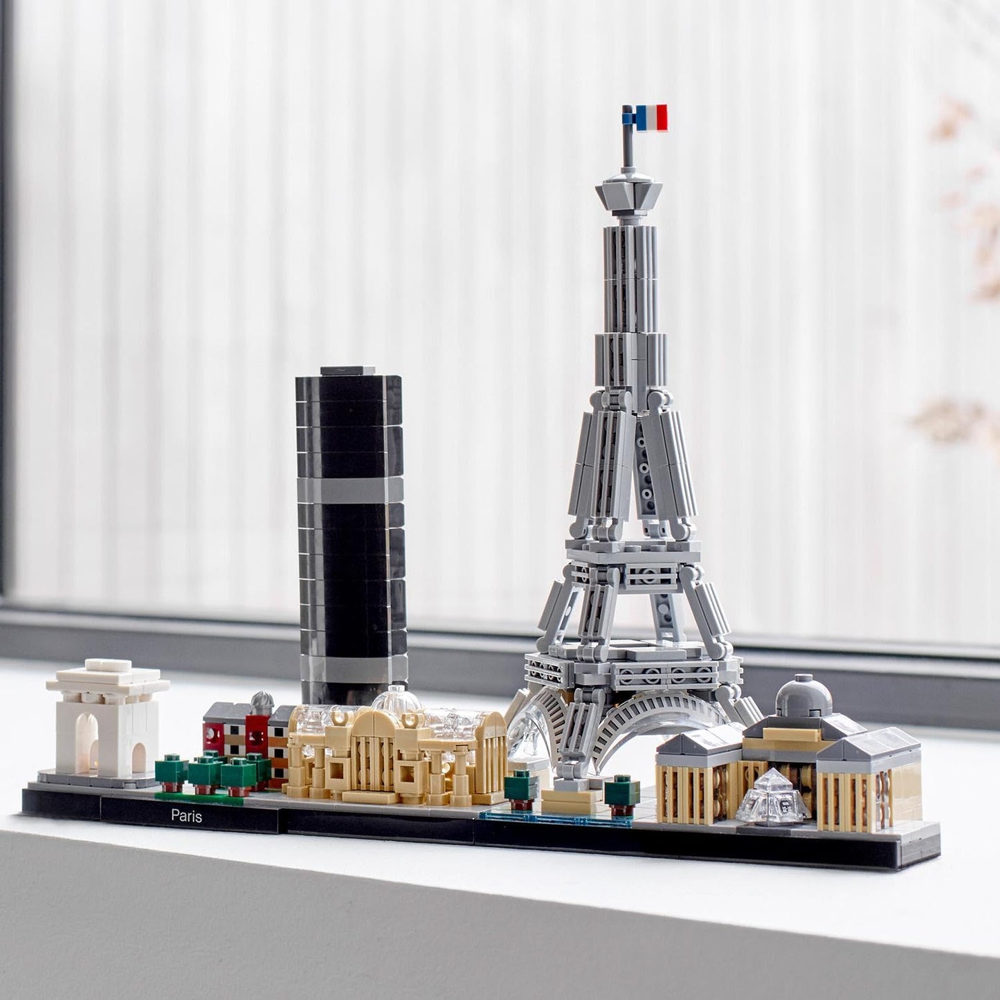 LEGO Architecture Paris, model kit featuring Eiffel Tower, Champs-Élysées, and Louvre model. Skyline collection for home or office decor. Great gift idea for collectors, men, and women. Item number 21044.