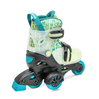 Cariboo Step One Inliner for Kids, roller skates for children, adjustable inline skates for girls and boys, with side support wheels, adjustable size.