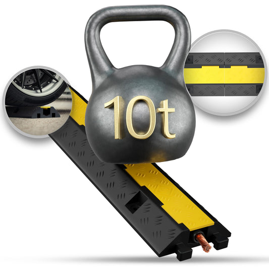 1-channel cable bridge with lid drivable stumble protection ramp bridge protector | 10 t load capacity | rubber