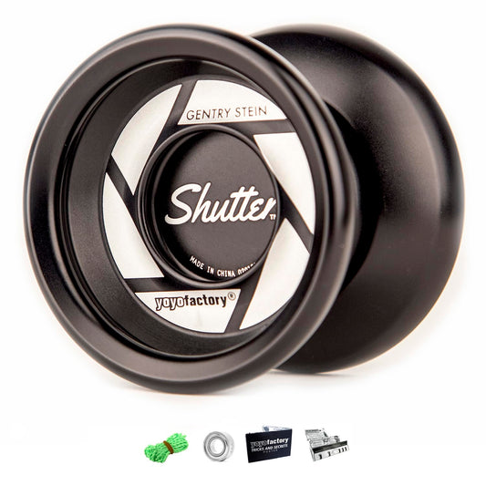 YoYo Factory Shutter Jojo - Unresponsive professional Yoyo made of full metal - Idle Jojo with ball bearing - Used by world champion Gentry Stein - Toy for kids & adults - Black