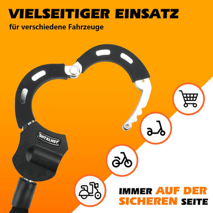 E-Scooter lock, lock for E-Scooter and scooter lock, robust security handcuff cable lock for bike, scooter, Segway, Ninebot, Xiaomi, NIU and scooter lock.