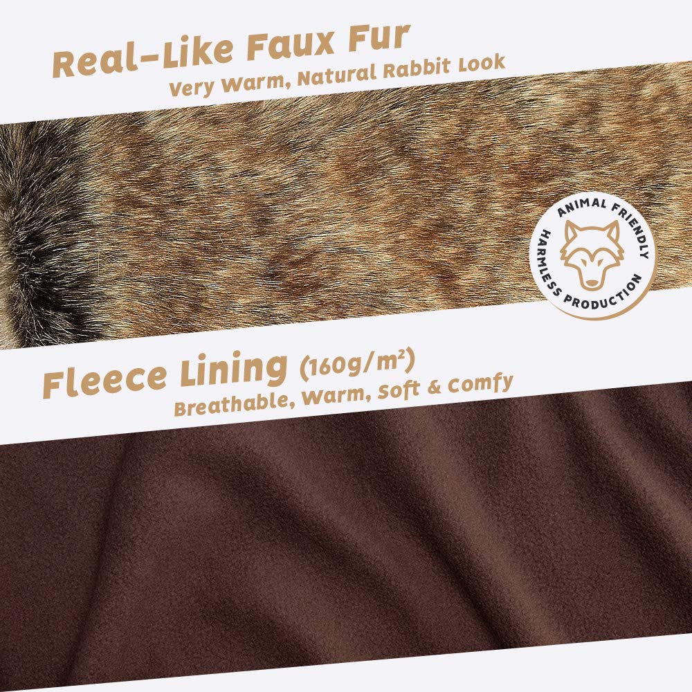 Fur-lined Alaskan Mittens - Women's Fur Gloves - Winter Gloves with Fur (Gray with Brown Alaskan)
