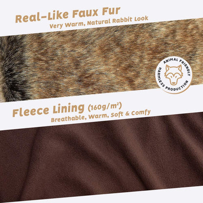 Fur-lined Alaskan Mittens - Women's Fur Gloves - Winter Gloves with Fur (Gray with Brown Alaskan)