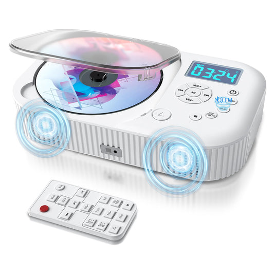 MONODEAL Portable CD Player with Two Stereo Speakers and Bluetooth & Radio, Rechargeable Portable CD Player with Radio, Discman CD Player, Support AUX/USB