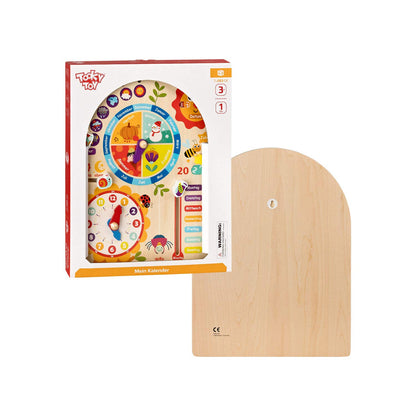 Tooky Toy Calendar Clock - Children's Learning Clock - Wooden Toy Educational Toy - Clock - Seasons - Wooden Weather