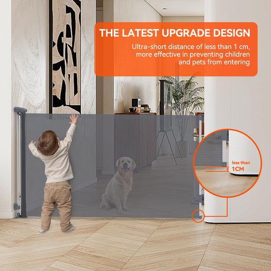 Muaket 0-300CM Stair Gate/Door Gate Retractable, Stair Gates for Babies and Pets Child Safety Gate, One-Handed Opening, Child Gate baby gate door for Stairs, Doors, Gray
