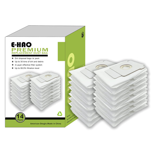 E-HAO 14 Pack Vacuum Bags compatible with iRobot Roomba i, s, j and Roomba Combo i, j series. Replacement bags for i1+/i2+/i3+/i4+/i5+/i6+/i7+/i8+/i9+/j5+/j6+/j7+/j8+/j9+/s9+ models.
