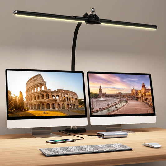 LED Dimmable Desk Lamp 24W Eye-Caring Daylight Office Table Lamp Desk Monitor Lamp Gooseneck Task Light for Home Office Architect Lamp, 6 Touch Functions