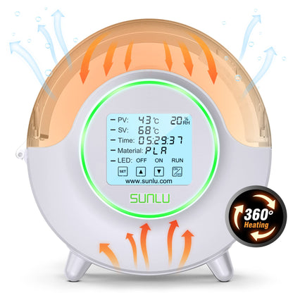 SUNLU Official Filament Dryer S2 with Fan, 360° Surrounding Heating 3D Printer Filament Dryer, 70℃ Max Temperature Efficient Drying, PLA PETG TPU ABS PA PC 3D Filament Dryer Box SUNLU S2, (White)